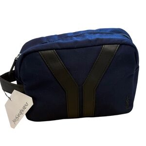YSL Yves Saint Laurent Parfums Navy & Black Travel Pouch Toiletry Bag Storage
